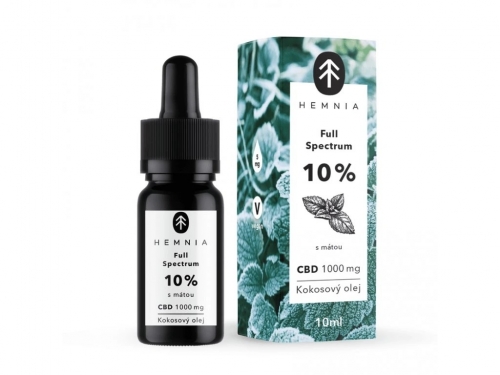 Hemnia Full Spectrum CBD MCT кокосово масло 10%, 1000 mg, 10 ml, мента